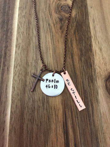 Psalm 46:10 be still necklace christian bible verse jewelry