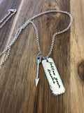 Follow Your Dreams Necklace Arrow Hammered Jewelry Cursive Script Graduation Gift Hand Stamped Custom Dream Big Pursue Be Fearless