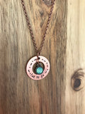 Let It Go Arrow Necklace Jewelry Handstamped Synthetic Turquoise Opal Copper Personalized Custom Gift Daily Reminder Inspirational