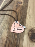 Follow Your Heart Necklace Jewelry Arrow Cursive Script Copper Graduation Gift Hand Stamped Custom Dream Big Be Fearless Inspirational
