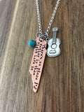 Tennessee State Necklace Jewelry Hand Stamped Copper Turquoise Guitar TN Gift Nashville Custom No Place I'd Rather Be Quote Mixed Metal