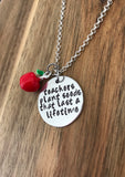 Teacher necklace apply jewelry gift teachers plant seeds that last a lifetime