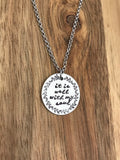 It Is Well With My Soul Necklace Christian Jewelry Church Hymn Gift Cursive Script Hand Stamped Leaf Vine Border