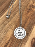 It Is Well With My Soul Necklace Christian Jewelry Church Hymn Gift Cursive Script Hand Stamped Leaf Vine Border