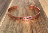 This too shall pass bracelet cursive copper cuff