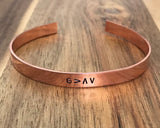 God is greater than the highs and lows bracelet stamped copper cuff
