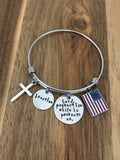 US Military Custom Personalized Lord Protect Him Her While He She Protects Us Bracelet Army Marine Air Force Navy Wife Mom Gift Hand Stamped