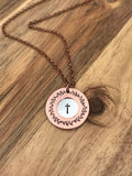 John 15:5 Necklace I Am The Vine You Are The Branches Cross Copper Bible Verse Christian Gift Scripture God Hand Stamped Jewelry Layered