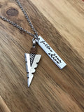 Arrowhead Necklace Jewelry Follow Your Arrow Gift Silver Bar Cursive Script Hand Stamped