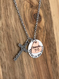 Proverbs 3:5 Necklace Jewelry Gift Bible Verse Scripture Trust in the Lord Cross Christian Hand Stamped Layered Heart