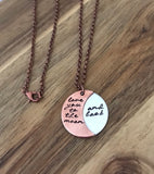 Love You To The Moon And Back Necklace Jewelry Celestial Gift Hand Stamped Mixed Metal Copper Cursive Script