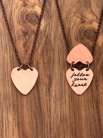 Follow your heart necklace hidden message jewelry copper heart necklace
