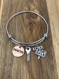 Realtor Bracelet Jewelry Gift For Sale Sold Sign Key Real Estate Agent Bangle Adjustable Hand Stamped Custom Crye-Leike Century 21 ReMax