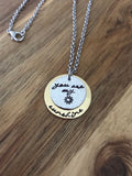 You Are My Sunshine Necklace Jewelry Celestial Sun Gift Cursive Script Hammered Layered Mixed Metal Hand Stamped Song Lyrics Quote