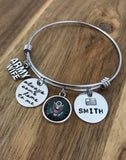 Custom Army Wife Bracelet Jewelry Personalized US Military Deployment Gift Hand Stamped United States Bangle Charm Always Come Home To Me