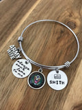 Custom Army Wife Bracelet Jewelry Personalized US Military Deployment Gift Hand Stamped United States Bangle Charm Always Come Home To Me