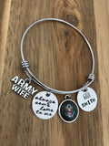 Custom Army Wife Bracelet Jewelry Personalized US Military Deployment Gift Hand Stamped United States Bangle Charm Always Come Home To Me