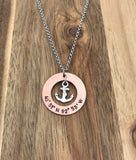 custom lake name coodinates anchor necklace jewelry