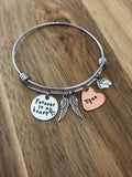 Custom Baby Name Memorial Bracelet Jewelry Forever In My Heart Miscarriage Gift Tiny Angel Wings Feet Adjustable Bangle Charm Hand Stamped