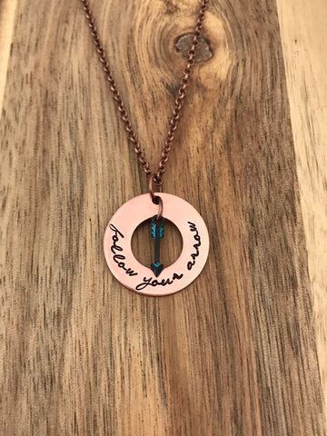 Follow your arrow necklace stamped