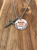 Proverbs 3:5 Necklace Jewelry Gift Bible Verse Scripture Trust in the Lord Cross Christian Hand Stamped Layered Heart