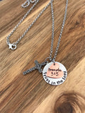 Proverbs 3:5 Necklace Jewelry Gift Bible Verse Scripture Trust in the Lord Cross Christian Hand Stamped Layered Heart