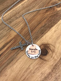 Proverbs 3:5 Necklace Jewelry Gift Bible Verse Scripture Trust in the Lord Cross Christian Hand Stamped Layered Heart