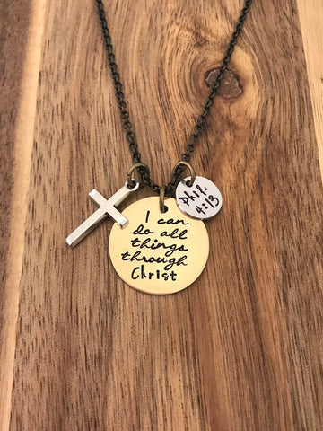 Philippians 4:13 necklace I can do all things through Christ christian bible verse jewelry