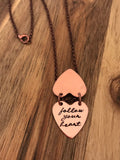 Follow Your Heart Necklace Jewelry Hidden Secret Message Things Locket Cursive Script Copper Graduation Gift Stamped Custom Inspirational