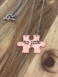 Autism Awareness Necklace Jewelry Love Needs No Words Puzzle Piece Gift Hand Stamped Copper Sassco Designs