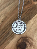 Do More Of What Makes You Happy Necklace Jewelry Quote Daily Reminder Positive Vibes Gift Hand Stamped Leaf Vine Border