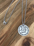 Do More Of What Makes You Happy Necklace Jewelry Quote Daily Reminder Positive Vibes Gift Hand Stamped Leaf Vine Border