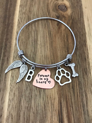 Dog memorial bracelet custom personalized forever in my heart