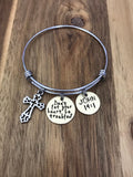 John 14:1 Bible Verse Bracelet Jewelry Gift Scripture Christian Brass Cross Hand Stamped Don't Let Your Heart Be Troubled