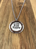 Live For Today Necklace Jewelry Gift Hammered Layered Mixed Metal Hand Stamped Inspirational Quote Daily Reminder Words To Live By