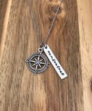 Wanderlust Necklace Compass Jewelry Travel Gift