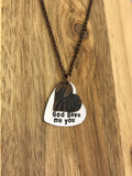 God Gave Me You Necklace Jewelry Gift Cross Open Heart Locket Copper Patina Custom Hand Stamped Sassco Designs