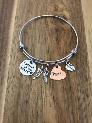 Custom Baby Memorial Miscarriage Loss Bracelet forever in my heart jewelry