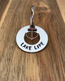 Lake Life Anchor Keychain Lake Gift Hand Stamped Quote Custom Personalized Open Circle Lake Bum Lake Girl