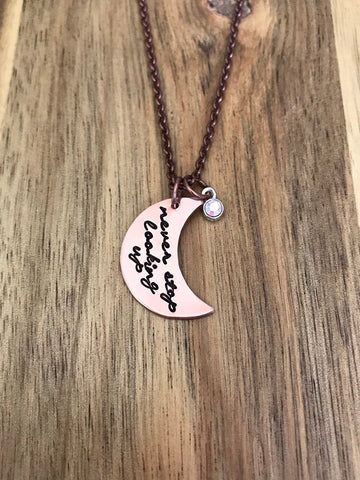 Crescent moon necklace jewelry never stop looking up