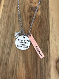 Your first breath took mine away Personalized Necklace Custom New Baby Child Mom Mother Baby Name Feet Hand Stamped Jewelry Gift
