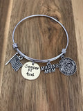 Marine Mom Wife Bracelet Custom Personalized Semper Fi US Military Deployment Gift Hand Stamped United States Marine Corps American Flag