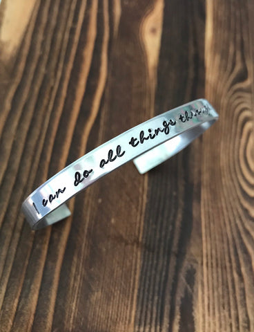 I can do all things through Christ Bracelet Philippians 4:13 silver cuff