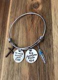Psalm 91:4 Bracelet Jewelry Gift Bible Verse Scripture Christian Cross Feather Bangle Charm Hand Stamped He Will Cover You With His Feathers