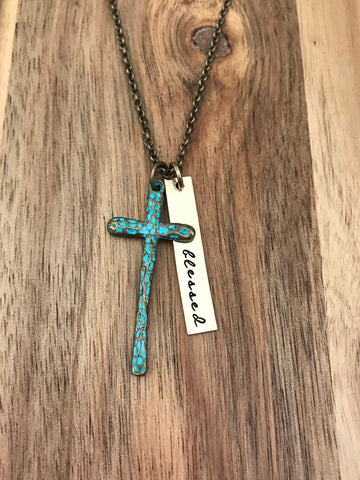 Blessed turquoise cross necklace