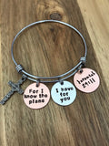 Jeremiah 29:11 Bracelet Jewelry Bible Verse Scripture Christian Gift Copper Cross Hand Stamped For I Know The Plans I Have For You