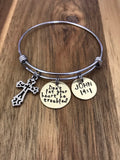 John 14:1 Bible Verse Bracelet Jewelry Gift Scripture Christian Brass Cross Hand Stamped Don't Let Your Heart Be Troubled