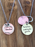 Teacher necklace apple jewelry gift inspire motivate guide