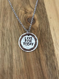 Live for today hammered mixed metal necklace