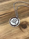 Live For Today Necklace Jewelry Gift Hammered Layered Mixed Metal Hand Stamped Inspirational Quote Daily Reminder Words To Live By